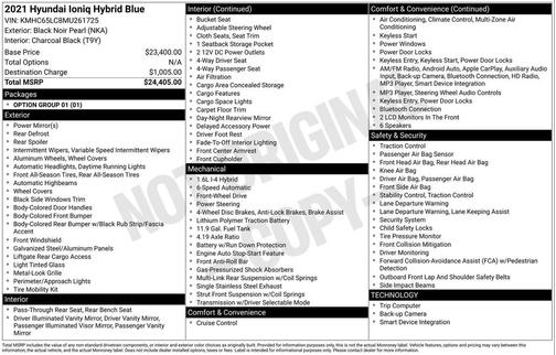 2021 Hyundai IONIQ Hybrid Blue