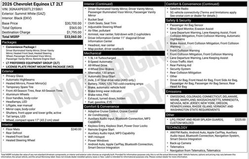2026 Chevrolet Equinox 1LT