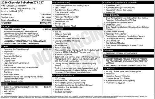 2026 Chevrolet Suburban Z71, 4WD