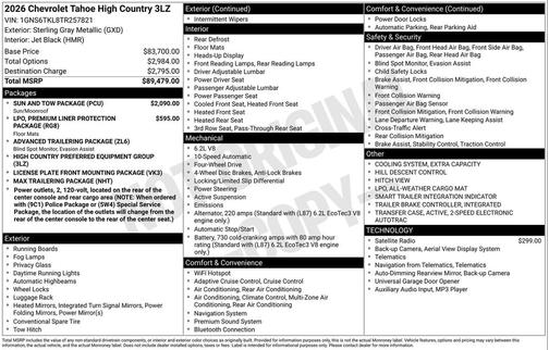 2026 Chevrolet Tahoe 4WD High Country