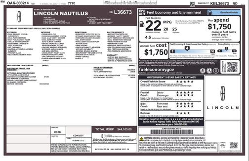 2019 Lincoln Nautilus Standard