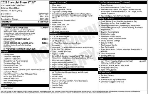 Black 2023 Chevrolet Blazer 2LT
