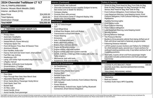 Mosaic Black Metallic 2024 Chevrolet Trailblazer LT