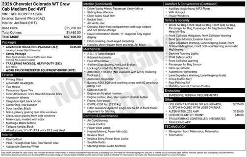 2026 Chevrolet Colorado WT