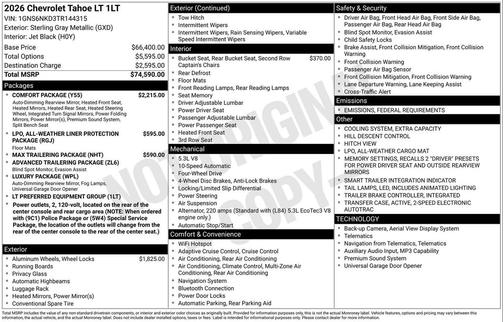 2026 Chevrolet Tahoe LT