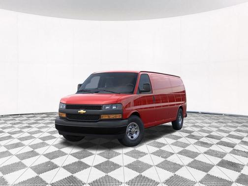 Red 2026 Chevrolet Express 3500 3500 Extended Wheelbase, WT, RWD
