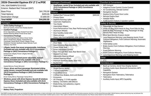 Radiant Red Tintcoat 2026 Chevrolet Equinox EV LT