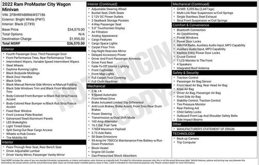 Bright White 2022 RAM ProMaster City Tradesman