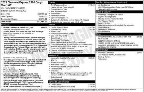 2023 Chevrolet Express 2500 RWD 2500 Regular Wheelbase WT