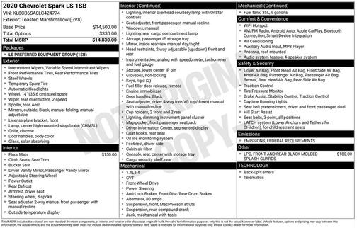 2020 Chevrolet Spark LS
