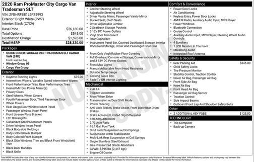 2020 RAM ProMaster City Tradesman