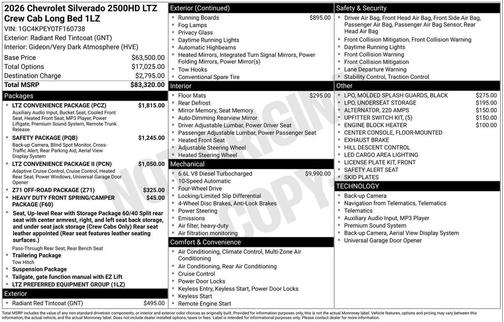 Radiant Red Tintcoat 2026 Chevrolet Silverado 2500 LTZ