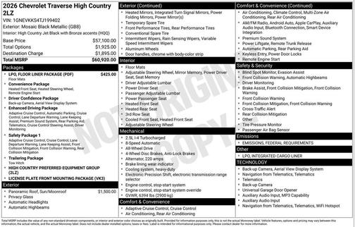2026 Chevrolet Traverse High Country