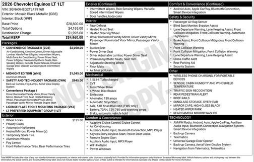 Mosaic Black Metallic 2026 Chevrolet Equinox 1LT