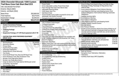 2026 Chevrolet Silverado 1500 Custom Trail Boss
