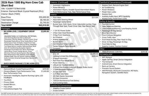 Diamond Black 2026 RAM 1500 Big Horn/Lone Star