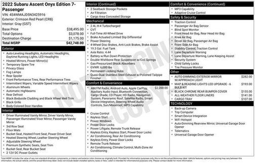 2022 Subaru Ascent Onyx Edition 7-Passenger