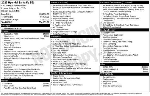 Calypso Red 2023 Hyundai SANTA FE SEL 2.4