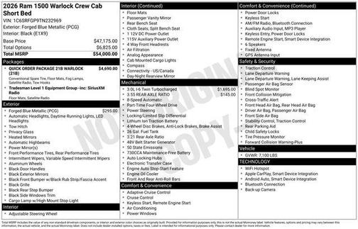 2026 RAM 1500 Warlock Crew Cab 4x4 5'7' Box