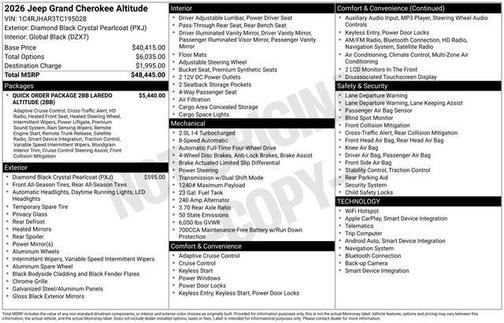 Diamond Black Crystal Pearlcoat 2026 Jeep Grand Cherokee Altitude