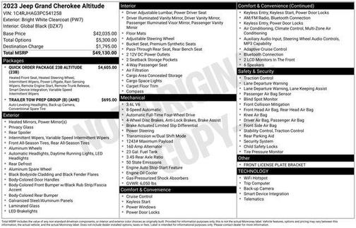 Bright White Clearcoat 2023 Jeep Grand Cherokee Altitude