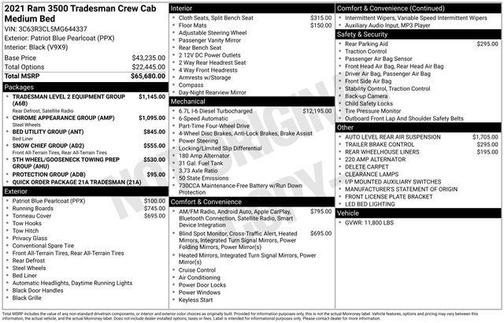 2021 RAM 3500 Tradesman Crew Cab 4x4 6'4' Box