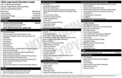 Bright White Clearcoat 2026 Jeep Grand Cherokee Laredo