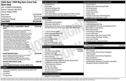 2026 RAM 1500 Big Horn/Lone Star
