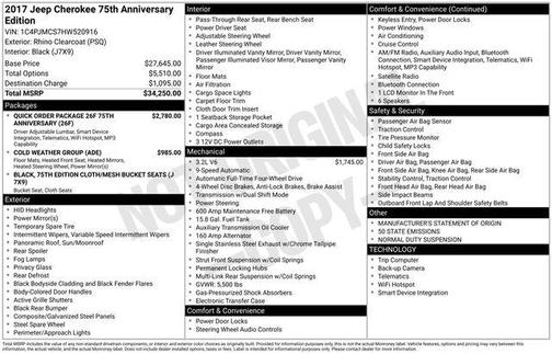 2017 Jeep Cherokee 75th Anniversary Edition 4x4