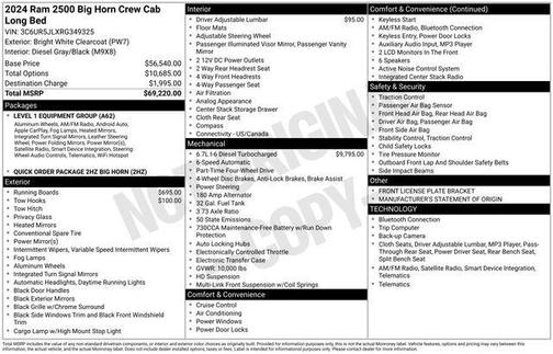 Bright White Clearcoat 2024 RAM 2500 Big Horn Crew Cab 4x4 8' Box