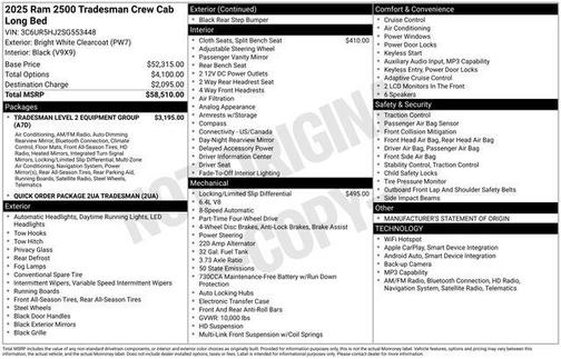 2025 RAM 2500 Tradesman Crew Cab 4x4 8' Box