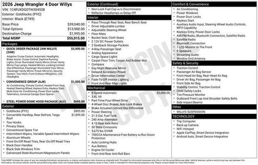 Goldilocks 2026 Jeep Wrangler Willys