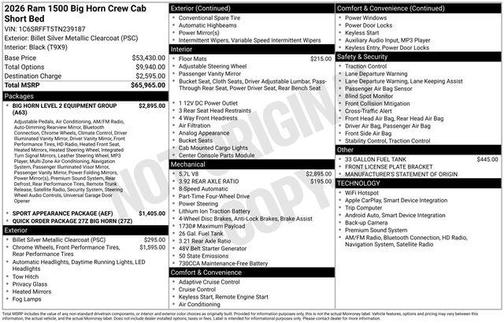 2026 RAM 1500 Big Horn/Lone Star