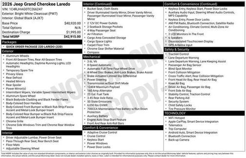 Bright White Clearcoat 2026 Jeep Grand Cherokee Laredo