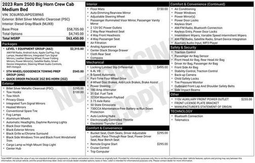 2023 RAM 2500 Big Horn Crew Cab 4x4 6'4' Box