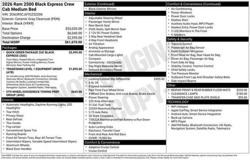 2026 RAM 2500 Black Express Crew Cab 4x4 6'4' Box