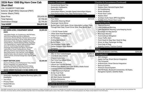 Bright White Clearcoat 2026 RAM 1500 Big Horn/Lone Star