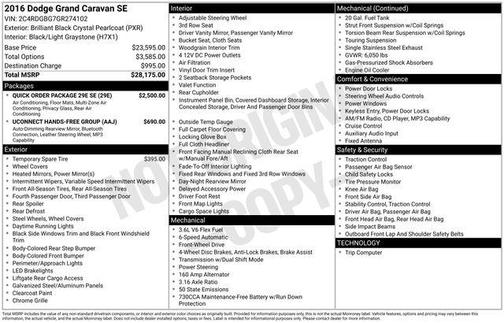 2016 Dodge Grand Caravan AVP/SE