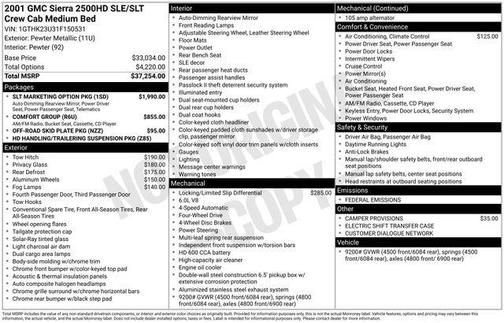 2001 GMC Sierra 2500 SLE H/D Crew Cab
