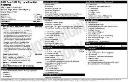 2026 RAM 1500 Big Horn/Lone Star