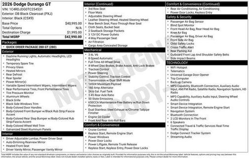 Black Clearcoat 2026 Dodge Durango GT