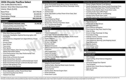 Silver Mist Clearcoat 2026 Chrysler Pacifica L