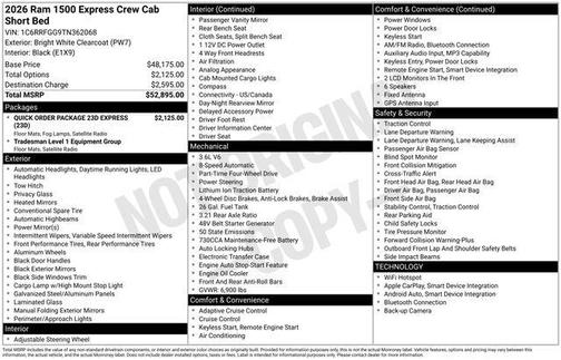 Bright White Clearcoat 2026 RAM 1500 Express