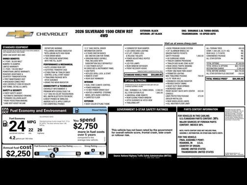 Black 2026 Chevrolet Silverado 1500 RST
