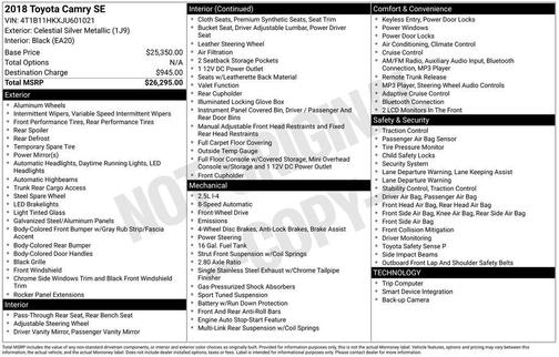 Celestial Silver Metallic 2018 Toyota Camry SE