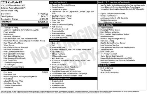 Aurora Black 2022 Kia Forte FE