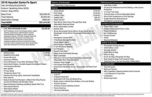Sparkling Silver 2018 Hyundai Santa Fe Sport 2.4L
