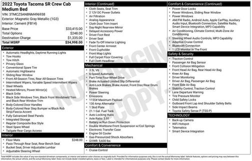 Magnetic Gray Metallic 2022 Toyota Tacoma SR