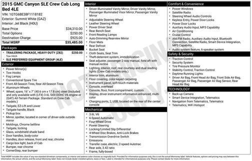 Summit White 2015 GMC Canyon SLE