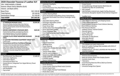 Black Cherry Metallic 2020 Chevrolet Traverse LT Leather